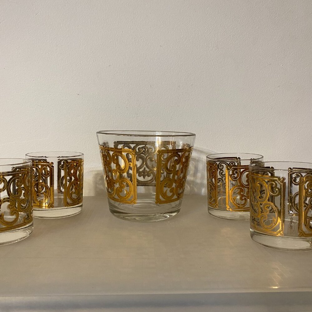 Georges Briard Luxury Barware Clear Glasses with Gold-Colored Design – Set of 4 - Picture 8 of 8